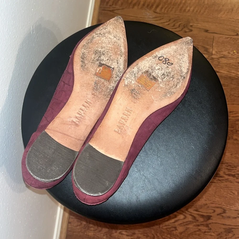LAUREN by RALPH LAUREN Maroon Size 9 Suede Flats - Picture 7 of 7